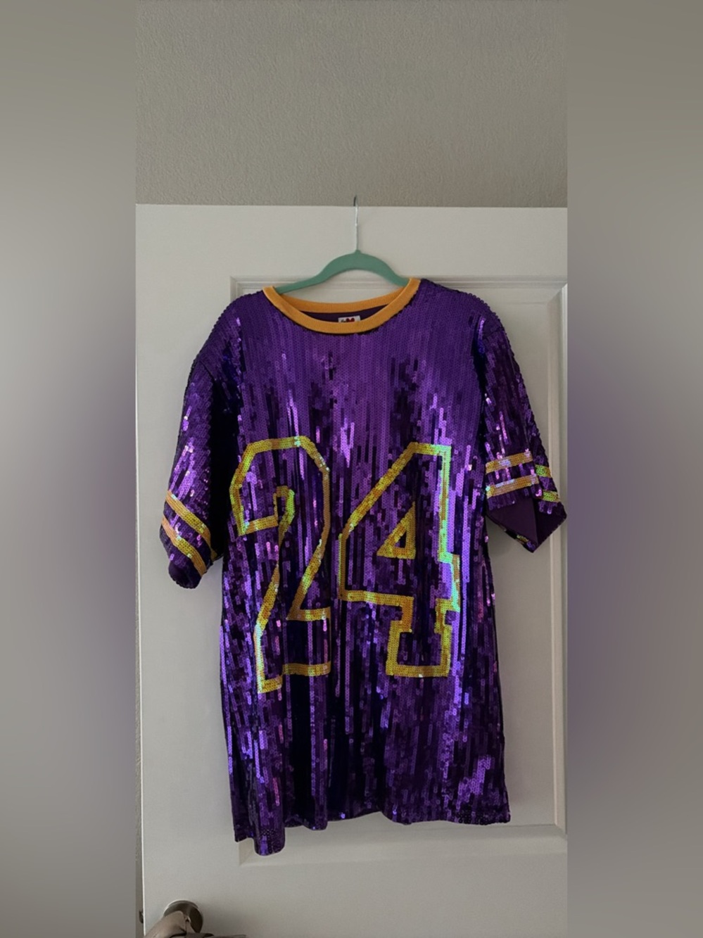 Purple Sequin Jersey Tee with Yellow Accents